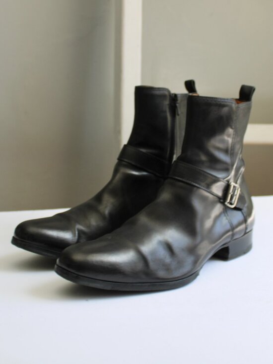 Costume National Homme Ankle Boots Black Leather Buckle Accent Zip-Up Men\'s 9.5 main image 4